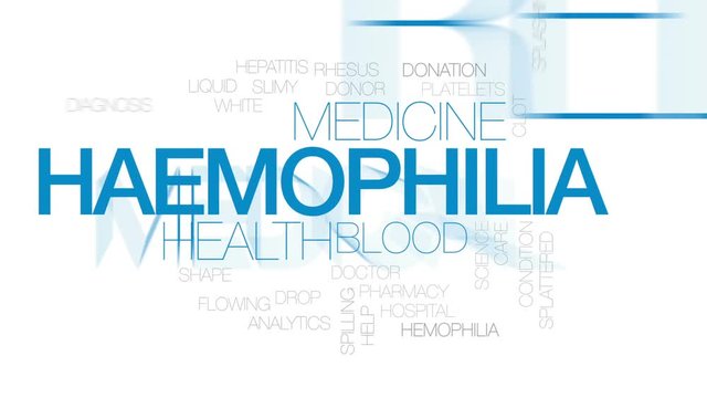 Haemophilia animated word cloud, text design animation. Kinetic typography.