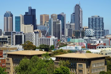 Naklejka premium Day view of the Melbourne City Centre central business district (CBD) skyline, Australia