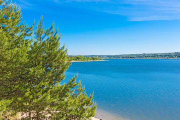 City Park on the river "Berd spit". The view from the coast on the river Berd