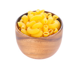 macaroni in bowl on white background