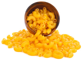 macaroni in bowl on white background