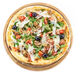 Pizza Caesar over white background