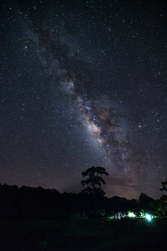 Milky Way at Phu Hin Rong Kla National Park,Phitsanulok Thailand.Long exposure photograph.with grain
