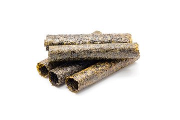 dried seaweed, Crispy seaweed isolated on white background.