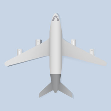 White Airplane Vector Illustration Flatlay Top View