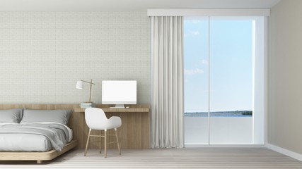 Fototapeta na wymiar 3D Rendering interior bedroom space and view nature 