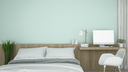 3D Rendering  interior bedroom space and view nature 