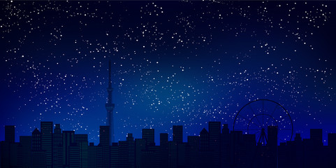 東京　スカイツリー　夜景　背景