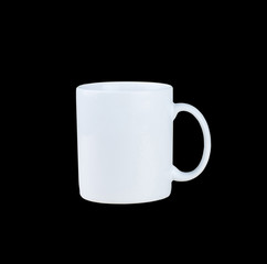 White mug isolated on black background