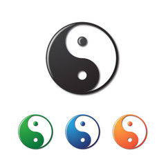 3d Yin Yang symbol vector black, green, blue, orange