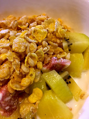 cereal , fresh fruit and milk