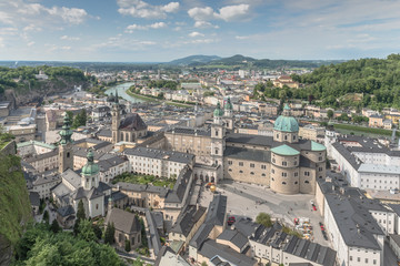 Beautiful old City from aerial view - Salzburg, Austria