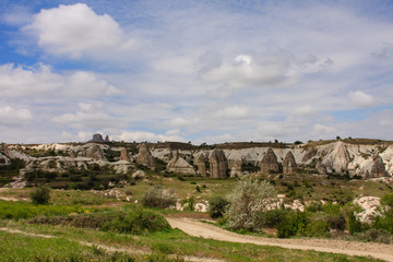 Valley with fairy chimneys in Cappadocia