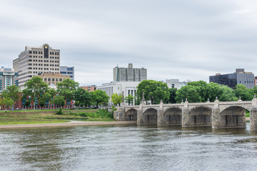 Harrisburg, Pennsylvania from city island across the susquehanna river