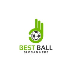 Best Football Logo Template with Hand Gesture vector illustration