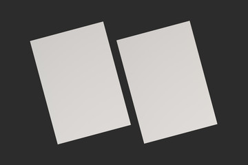 Two blank white flyers mockup on black background