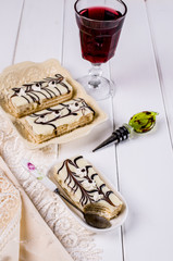 Pieces of biscuit cake