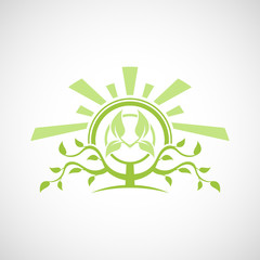 Abstract tree vector logo design template.