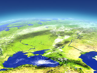 Fototapeta na wymiar Caucasus region from space