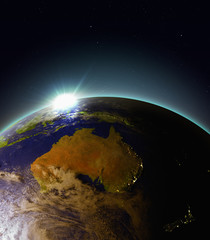 Sunrise above Australia from space