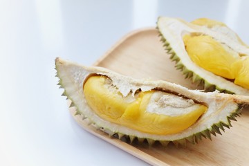 Fototapeta premium Durain fruit on wooden background.