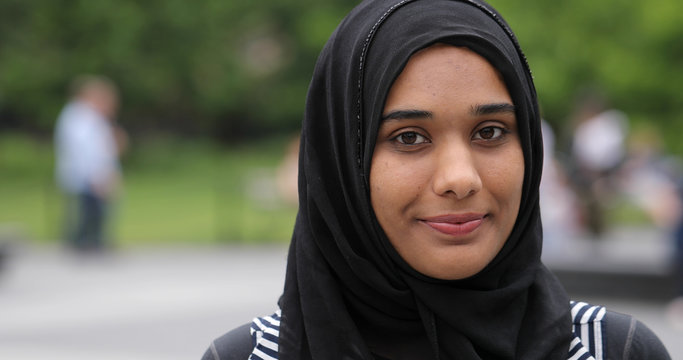 Young Muslim Woman Wearing Hijab Face Portrait