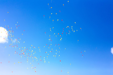 Flying balloons in the sky