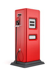 3d rendering of red gas pump isolated on white background.