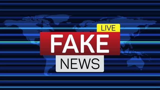 Fake news live banner on worldmap. Business technology world news background. Available in 4K FullHD and HD video render footage.