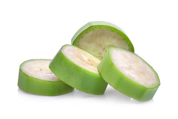 slice of raw green banana isolated on white background