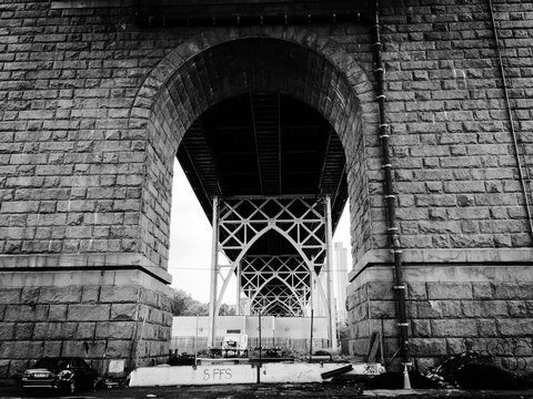 Fototapeta Tunnel under the bridge in black and white style