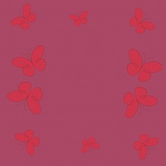 Pink background with red graceful butterflies