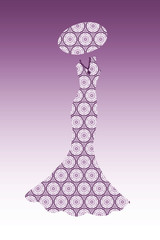 Obraz premium A long patterned dress and a hat for a fine lady