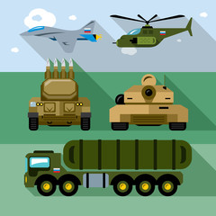 Vector Set of Russian Military Army. Flat style colorful Cartoon illustration.