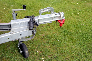 Trailer hitch and jockey wheel, with electric hook up and hitch lock