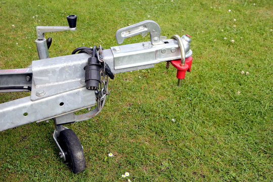 Trailer hitch and jockey wheel, with electric hook up and hitch lock