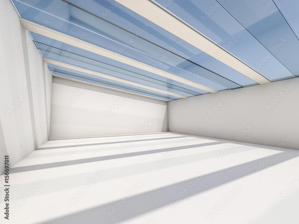 Poster abstract modern architecture background, empty white open space interior. 3d rendering