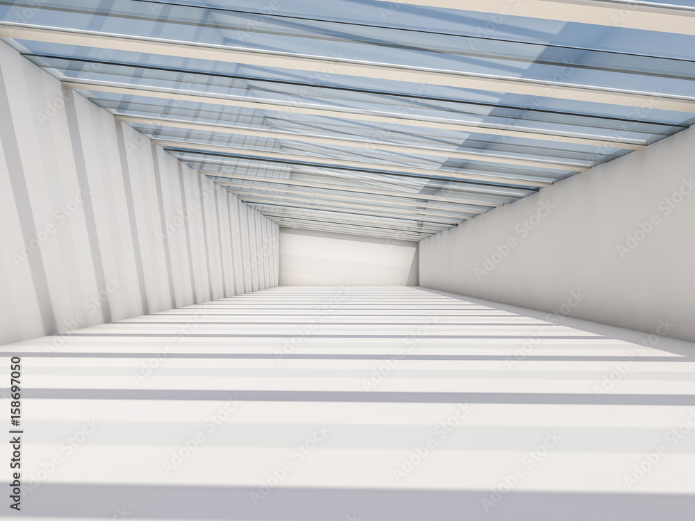 Poster abstract modern architecture background, empty white open space interior. 3d rendering