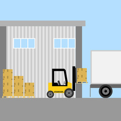 The loader loads the boxes