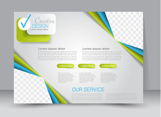 Flyer, brochure, billboard template design landscape orientation for education, presentation, website. Blue and green color. Editable vector illustration.