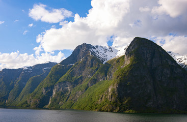 Scenic fjord coastline in the south of Norway, Europe