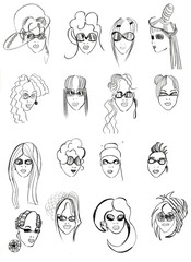 Obraz premium pencil head outline female models-6