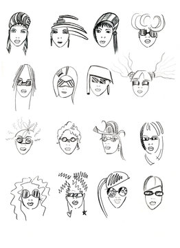 pencil head outline female models-8