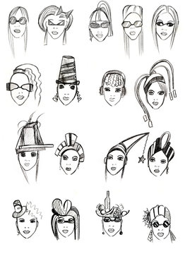 pencil head outline female models-10