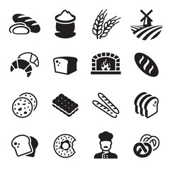 Bakery bread icon set