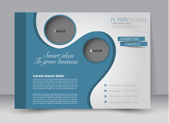 Flyer, brochure, billboard template design landscape orientation for education, presentation, website. Blue color. Editable vector illustration.