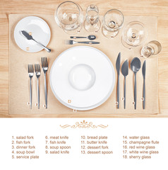 Beautiful table setting with white plates