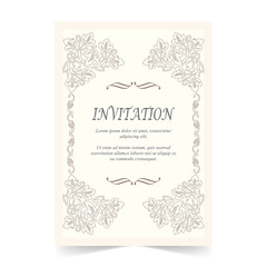 Invitation card, Wedding card with ornament on beige background