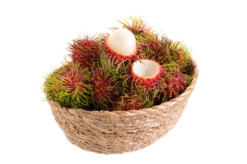fresh rambutan tropical fruit isolated on a white background