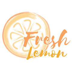 Hand drawn Watercolor painting on white Background. Vector Illustration of Lemon. Fresh Lemon.